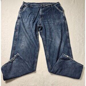 Carhartt FR Denim Jeans Men's Size 42x34 Flame Resistant Carpenter Pocket Blue